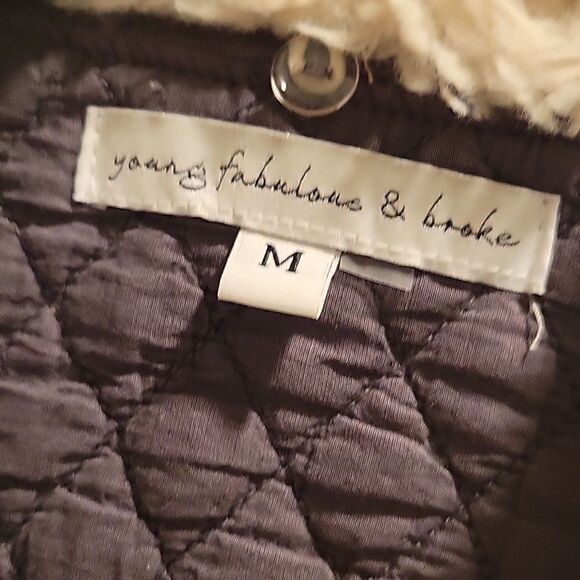 YOUNG FABULOUS & BROKE YFB Earhart Sherpa Collar Jacket Medium Cropped - Picture 9 of 9